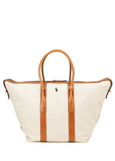 Бежевая женская сумка-шоппер с логотипом Polo Ralph Lauren