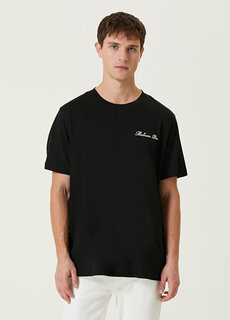 Черная футболка с вышитым логотипом Balmain