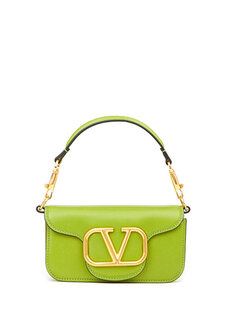 Зеленая женская кожаная сумка через плечо loco Valentino Garavani
