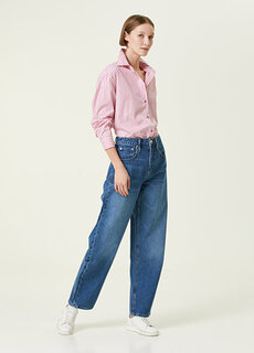 Длинные синие джинсовые брюки-бочонки Frame Denim
