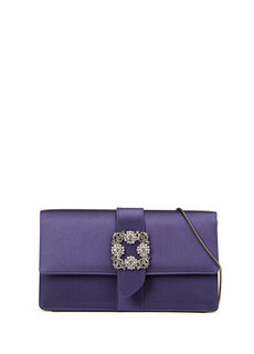 Женский портфель для рук с темно-синей каменной пряжкой Manolo Blahnik