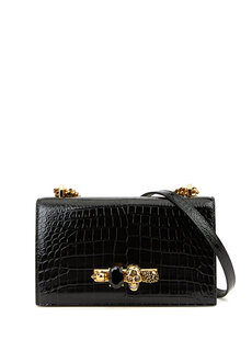 Черная женская кожаная сумка с драгоценными камнями Alexander McQueen