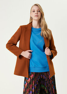 Двубортный пиджак с воротником-ласточкой коричного цвета Beymen