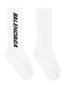 Бело-черные женские носки с логотипом Balenciaga
