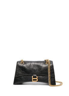 Черная женская кожаная сумка с пряжкой с логотипом crush Balenciaga