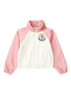 Розово-белая куртка с воротником-стойкой для девочки Moncler