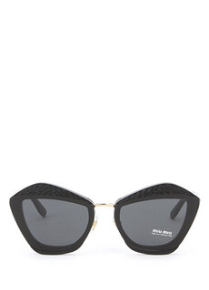 Черные женские солнцезащитные очки в оправе с вышивкой Miu Miu
