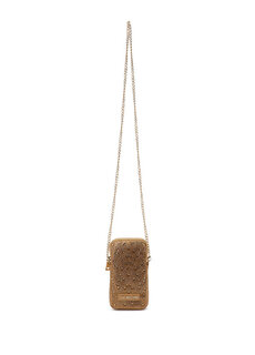 Женская кожаная сумка с вышивкой золотыми камнями Love Moschino