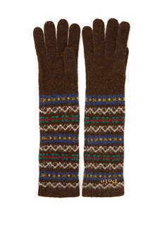Коричневые женские шерстяные перчатки Polo Ralph Lauren