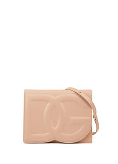 Женская кожаная сумка с логотипом телесного цвета Dolce&amp;Gabbana