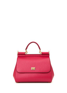 Сицилийская розовая женская кожаная сумка Dolce&amp;Gabbana