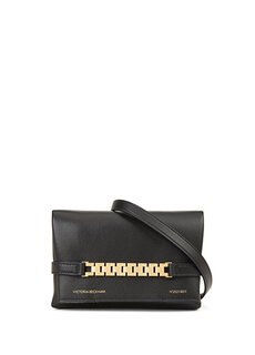 Женская кожаная сумка с черной цепочкой Victoria Beckham