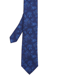 Синий шелковый галстук с этническим узором Beymen