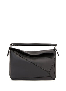Маленькая женская кожаная сумка-пазл черного цвета Loewe