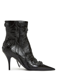 Черные женские кожаные ботинки cagole Balenciaga