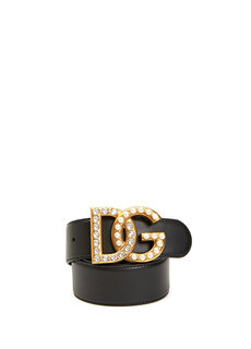 Женский кожаный ремень с черной пряжкой с логотипом Dolce&amp;Gabbana