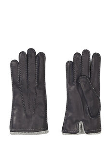 Темно-синие мужские кожаные перчатки Mazzoleni Gloves