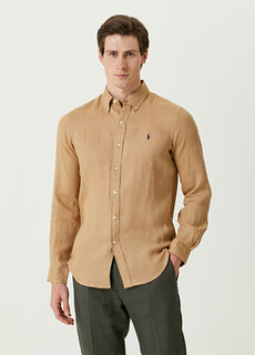 Бежевая льняная рубашка Polo Ralph Lauren