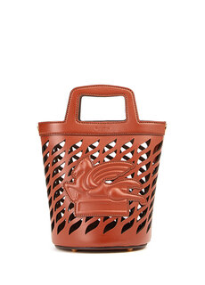 Женская кожаная сумка с коричневым логотипом Etro
