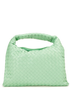 Зеленая вязаная женская кожаная сумка с текстурой hop green Bottega Veneta