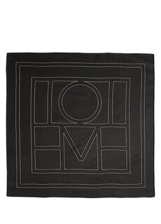 Черный шелковый шарф с вышитым логотипом Toteme TotÊme