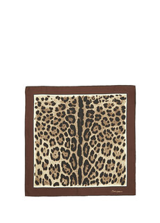 Женский шелковый шарф с леопардовым принтом Dolce&amp;Gabbana