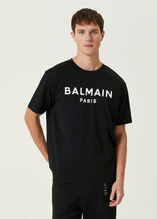 Черная футболка из органического хлопка с принтом логотипа Balmain
