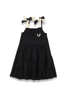 Двустороннее черно-белое длинное платье с цветными блоками для девочек Lally Things