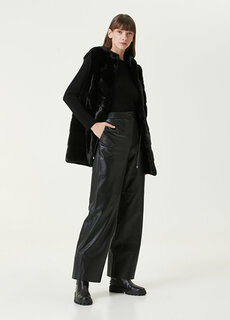 Черные кожаные брюки Yves Salomon