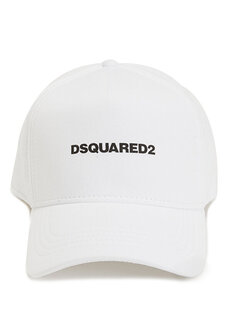 Бело-черная мужская шляпа с логотипом Dsquared2