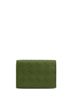 Деловой зеленый мужской кожаный кошелек Bottega Veneta