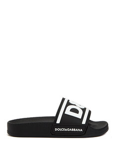 Черно-белые тапочки с логотипом для мальчиков Dolce&amp;Gabbana