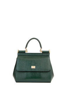 Маленькая темно-зеленая женская кожаная сумка на плечо sicily Dolce&amp;Gabbana