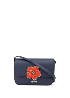 Женская кожаная сумка boke flower с темно-синим логотипом Kenzo