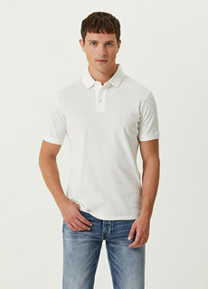 Белая футболка с воротником-поло и логотипом Emporio Armani