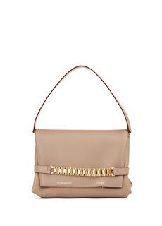 Женская кожаная сумка с серой цепочкой Victoria Beckham