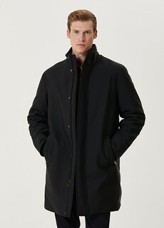 Черное стеганое пальто с декором Beymen