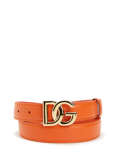 Женский кожаный ремень с оранжевой пряжкой с логотипом Dolce&amp;Gabbana
