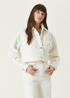 Белая укороченная джинсовая куртка Zimmermann
