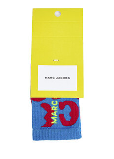 Жаккардовые носки для девочек синего цвета с логотипом Marc Jacobs