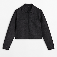 Куртка Massimo Dutti Felted Wool Blend With Pockets, серый