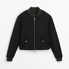 Куртка Massimo Dutti Bomber With A Contrast Collar, черный