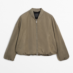 Куртка Massimo Dutti Satin Bomber, зеленый