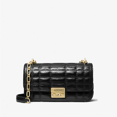 Сумка-клатч Michael Michael Kors Tribeca Small Quilted Lizard Embossed Leather Shoulder, черный