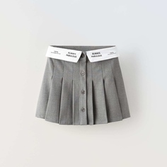 Юбка Zara With Slogan Waistband, серый