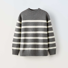 Свитер Zara Striped Knit, серый