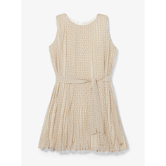 Платье Michael Kors Kids Logo Print Georgette Pleated, слоновая кость