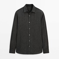 Рубашка Massimo Dutti Denim Slim-fit, черный