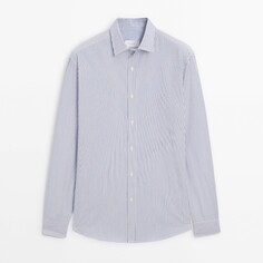 Рубашка Massimo Dutti Regular Fit Striped Poplin Cotton, белый