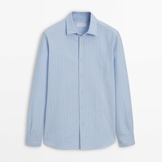Рубашка Massimo Dutti Regular-fit Wide-striped Oxford, голубой